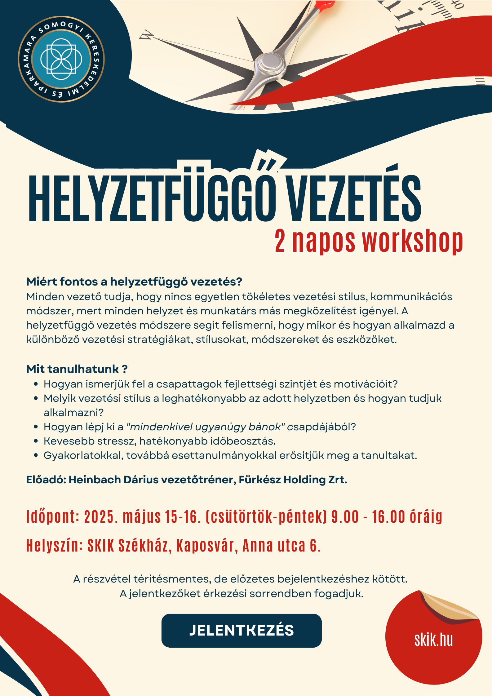 Meghívó HELYZETFÜGGŐ VEZETÉS 2025-05-15-16